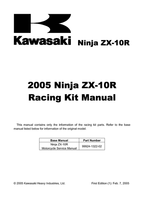 Product picture Kawasaki Ninja ZX10R Race Kit Manual.pdf