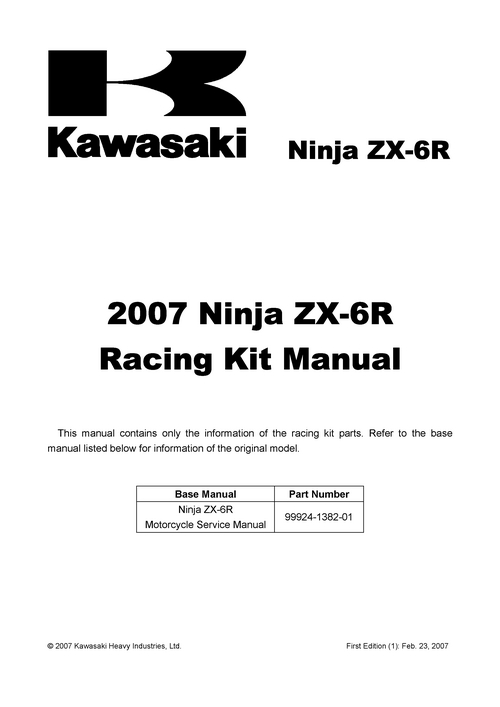 Product picture Kawasaki Ninja ZX6R Racing Kit Manual 2007.pdf