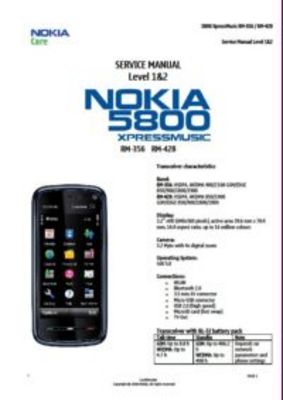 Product picture Nokia 5800 Xpress Music Service Manual